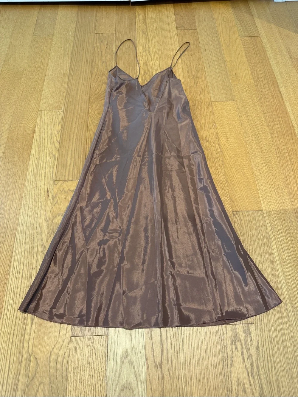 Prada Brown Satin Slip Dress with Spaghetti Straps - Picture 3 of 3